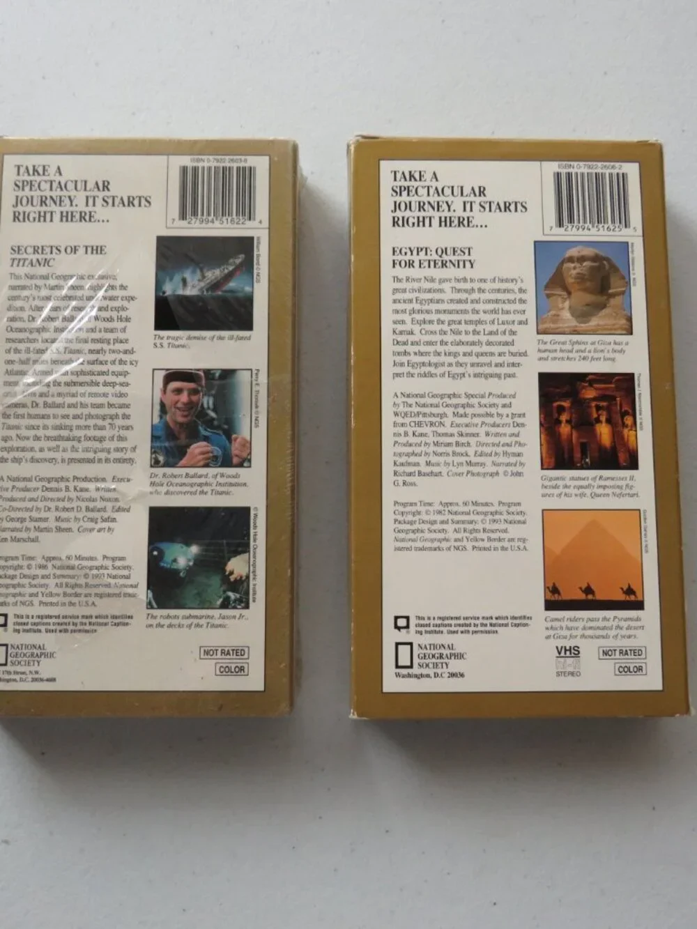 Secrets of the Titanic, Egypt: Quest for Eternity National Geographic Video VHS